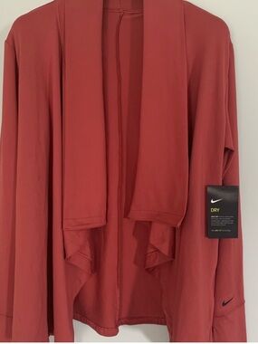 Nike Dri-FIT Open Front Wrap Cardigan Shrug | Rust/Terra Cotta | Size M
